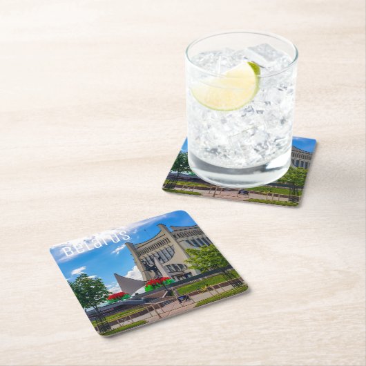 Dessous-de-verre Carré En Papier Grodno Belarus Cityscape Architecture Ville Vue (En situation)