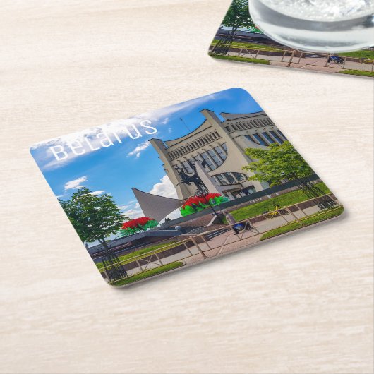 Dessous-de-verre Carré En Papier Grodno Belarus Cityscape Architecture Ville Vue (Incliné)