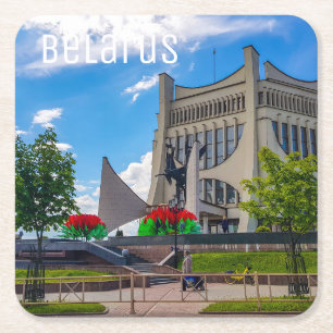Dessous-de-verre Carré En Papier Grodno Belarus Cityscape Architecture Ville Vue