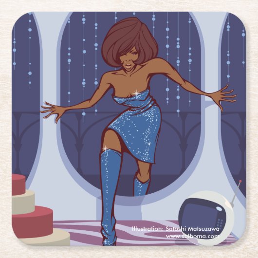 Dessous-de-verre Carré En Papier Groove Train (Devant)