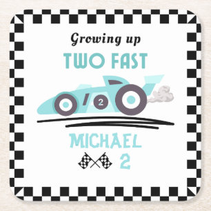 Dessous-de-verre Carré En Papier Grosse vers le haut deux course rapide Voiture Blu