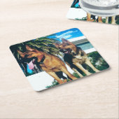 Dessous-de-verre Carré En Papier groupe german shepherd (Incliné)