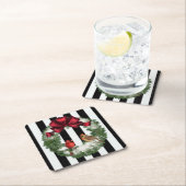 Dessous-de-verre Carré En Papier Guirlande et rayures de Noël de cardinaux (En situation)