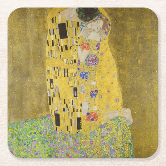 Dessous-de-verre Carré En Papier Gustav Klimt - Le baiser (Devant)
