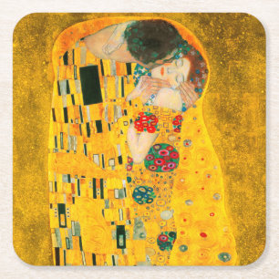 Dessous-de-verre Carré En Papier Gustav Klimt Le Baiser