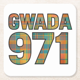 Dessous-de-verre Carré En Papier GWADA 971 Madras Vibrant – Fierté Guadeloupéenne