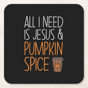 Dessous-de-verre Carré En Papier Halloween All I Need Is Jesus And Pumpkin Birthday