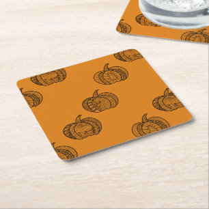 Dessous-de-verre Carré En Papier Halloween boho Zentangle ® inspiré citrouille Auto
