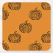 Dessous-de-verre Carré En Papier Halloween boho Zentangle ® inspiré citrouille Auto (Devant)
