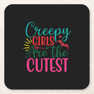 Dessous-de-verre Carré En Papier Halloween Creepy Girls Are The Cutest Birthday
