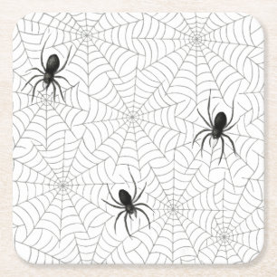 Dessous-de-verre Carré En Papier Halloween éffrayante Déplaisante Spider Web