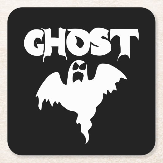 Dessous-de-verre Carré En Papier Halloween Fantôme Noir Et Blanc (Devant)