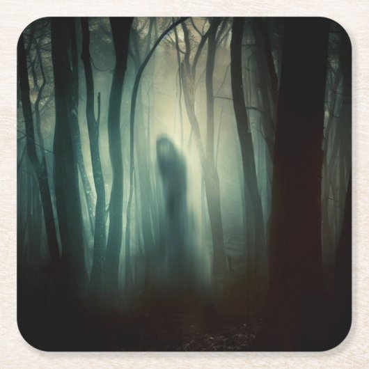 Dessous-de-verre Carré En Papier Halloween - Forêt hantée 4 (Devant)