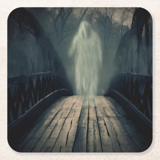 Dessous-de-verre Carré En Papier Halloween - Haunted Bridge 2 (Devant)
