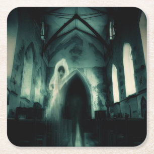 Dessous-de-verre Carré En Papier Halloween - Haunted Church 3