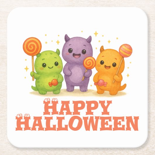 Dessous-de-verre Carré En Papier Halloween Kawaii Monsters & Lollipops (Devant)