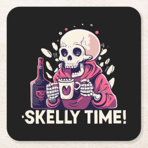 Dessous-de-verre Carré En Papier halloween mais c'est l'heure de skelly