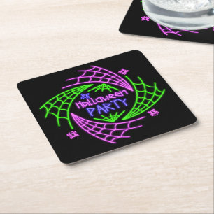 Dessous-de-verre Carré En Papier Halloween Neon Glow Look Spider Web Party