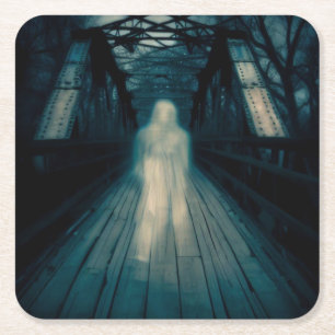 Dessous-de-verre Carré En Papier Halloween - Pont Hanté 1