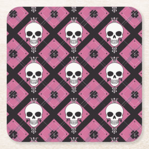 Dessous-de-verre Carré En Papier Halloween rose mignon À damiers