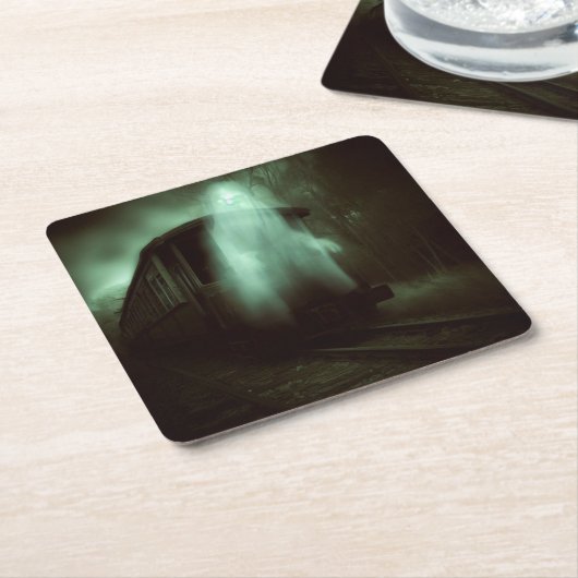 Dessous-de-verre Carré En Papier Halloween - Train hanté 2 (Incliné)