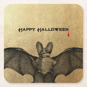 Dessous-de-verre Carré En Papier Halloween Vampire Bat Or