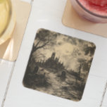 Dessous-de-verre Carré En Papier Halloween Vintage Graveyard Tombstone<br><div class="desc">Cette conception peut être personnalisée en choisissant l'option Modifier la conception. Vous pouvez également transférer sur d'autres objets. Contactez-moi à l'adresse colorflowcreations@gmail.com ou utilisez l'option conversation en haut de la page si vous souhaitez avoir cette conception sur un autre produit ou si vous avez besoin d'aide pour cette conception. Voir...</div>