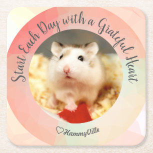 Dessous-de-verre Carré En Papier HammyVille - Joli Hamster Commence Chaque Jour Gra