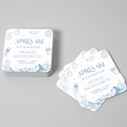 Dessous-de-verre Carré En Papier Hand Drawn Winter Apres Ski Bachelorette Party