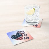 Dessous-de-verre Carré En Papier Happy 4 juillet USA Flag Heart (En situation)
