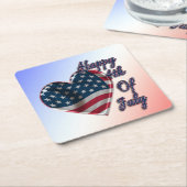 Dessous-de-verre Carré En Papier Happy 4 juillet USA Flag Heart (Incliné)