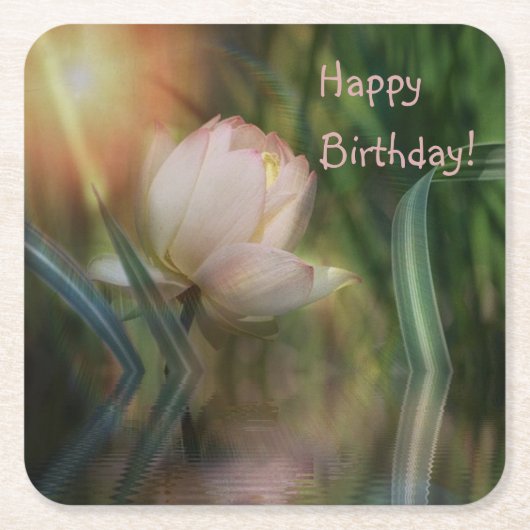 Dessous-de-verre Carré En Papier Happy Birthday Lotus Reflection Paper Coaster (Devant)