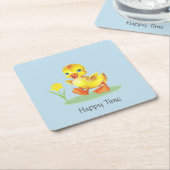 Dessous-de-verre Carré En Papier Happy Duckling on Light Blue (Incliné)