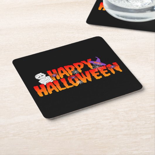 Dessous-de-verre Carré En Papier Happy Halloween Graphic (Incliné)