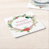Dessous-de-verre Carré En Papier Happy Holidays (Incliné)