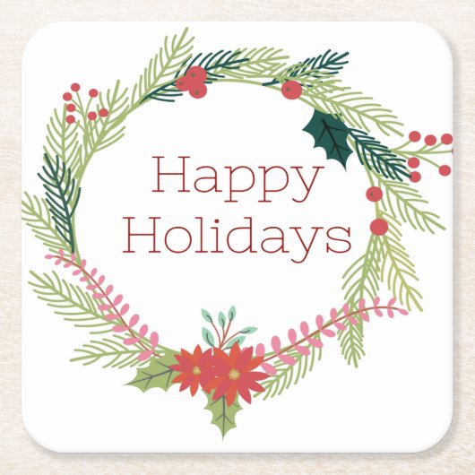 Dessous-de-verre Carré En Papier Happy Holidays (Devant)