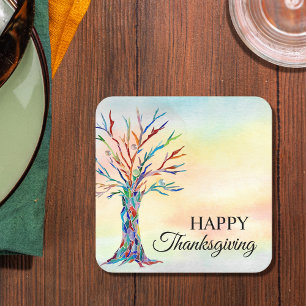 Dessous-de-verre Carré En Papier Happy Thanksgiving
