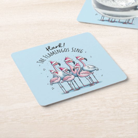 Dessous-de-verre Carré En Papier Hark Les Flamants roses Chanter (Incliné)
