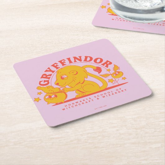 Dessous-de-verre Carré En Papier HARRY POTTER™ | École de Hogwarts GRYFFINDOR™ (Incliné)