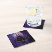 Dessous-de-verre Carré En Papier Haunted Castle Halloween (En situation)