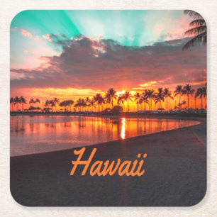 Dessous-de-verre Carré En Papier Hawaii Beach Hawaii Îles Hawaii