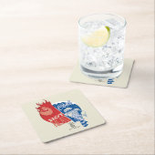 Dessous-de-verre Carré En Papier Heat Miser Hot Head & Snow Miser M. Cool (En situation)