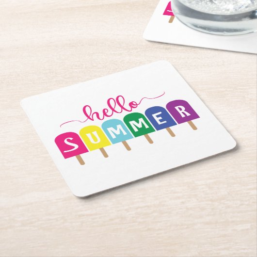 Dessous-de-verre Carré En Papier Hello Summer ice pop (Incliné)