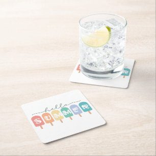 Dessous-de-verre Carré En Papier Hello Summer Popsicle coloré