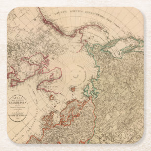 Dessous-de-verre Carré En Papier Hémisphère nord, arctique