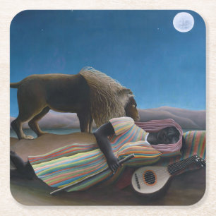 Dessous-de-verre Carré En Papier Henri Rousseau - La Bohémienne endormie