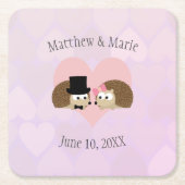 Dessous-de-verre Carré En Papier Hérisson en amour (Devant)