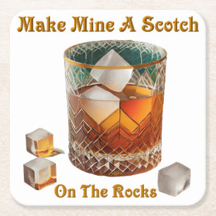 Dessous-de-verre Carré En Papier Heure de cocktail, faites-moi un scotch sur glace