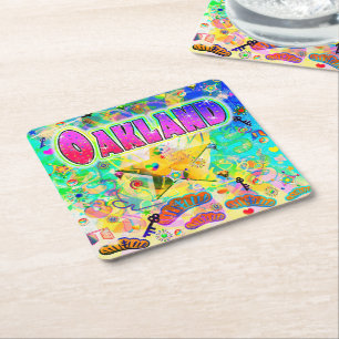 Dessous-de-verre Carré En Papier Heure de l'époque d'Oakland Coaster