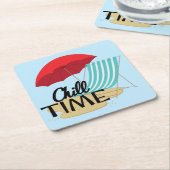 Dessous-de-verre Carré En Papier Heure de refroidissement estivale à la plage (Incliné)